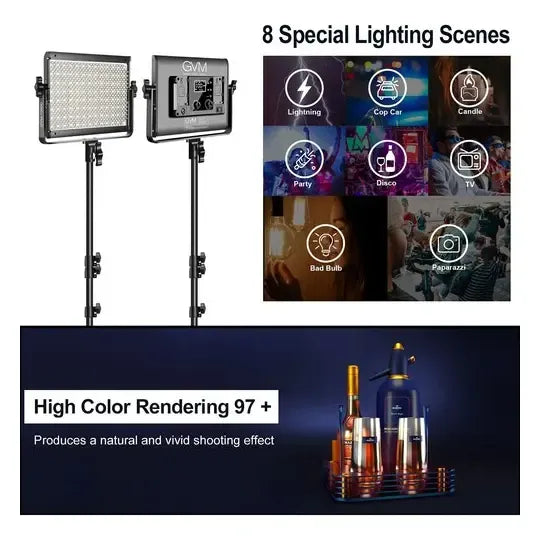 Panel De Luz Led Gvm 1000d Rgb (kit De 2 Luces)