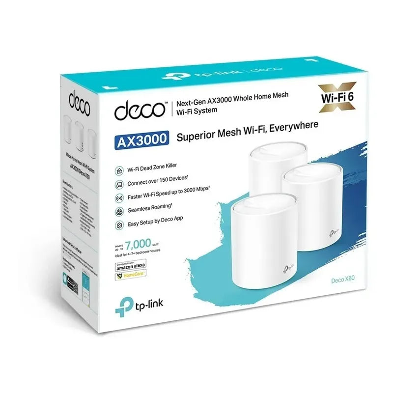 Router Tp Link Wi-fi 6 Mesh Deco X60 Ax3000 7000 Ft²