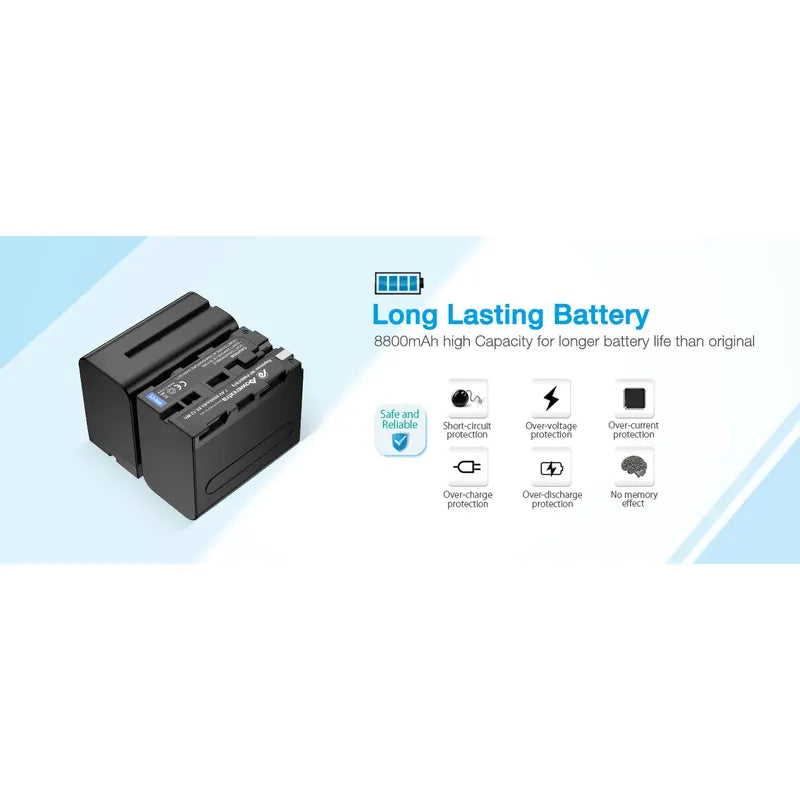 Kit De Baterias + Cargador Portatil Np-f970 8800mah Negro
