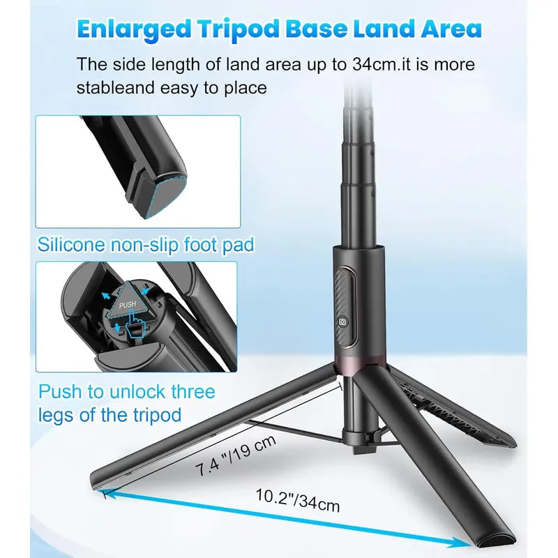Trípode Toneof 60 Selfie Stick Todo En 1 Giratorio 360° Negro