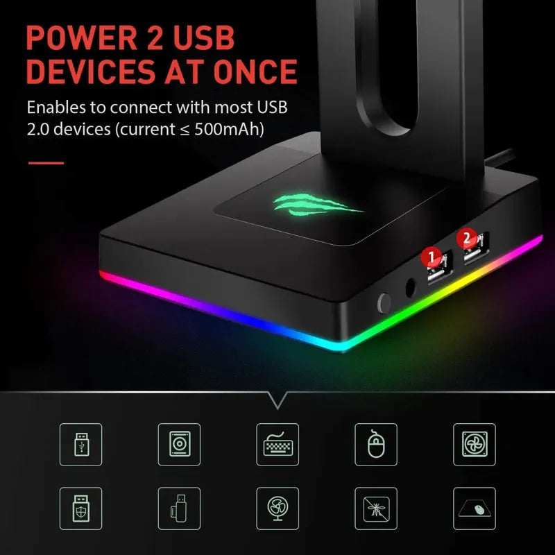 Base Audifonos Blade Hawks, Aux De 3,5 Mm Y 2 Puertos Usb