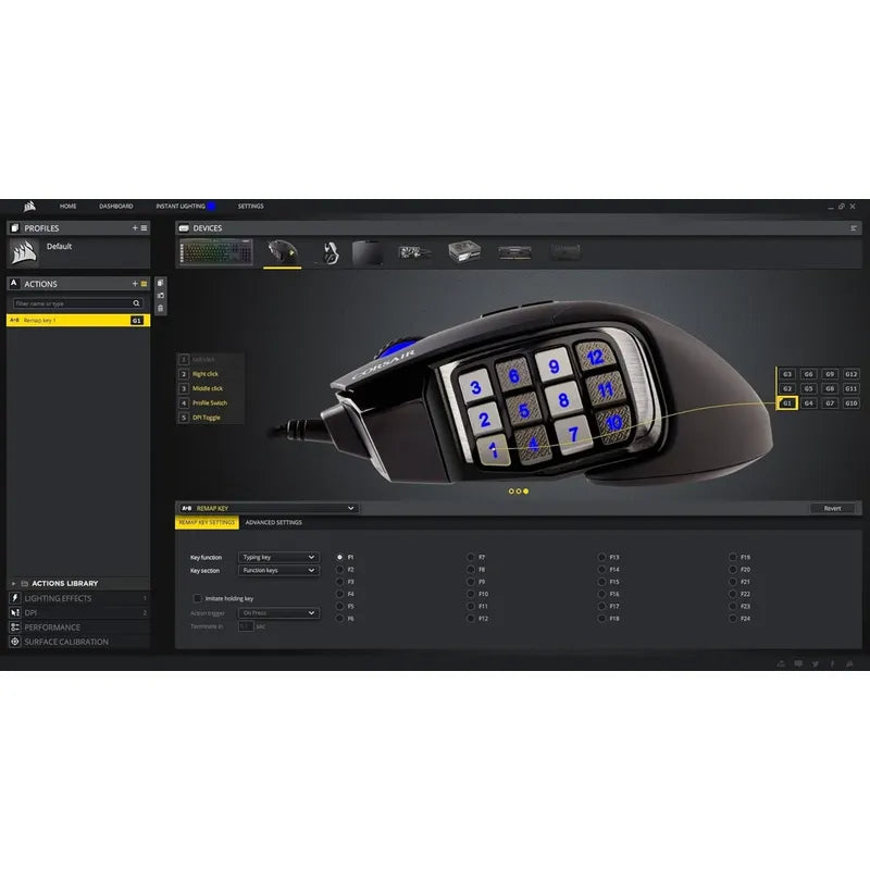 Mouse Corsair Scimitar Pro Rgb Game Mmo Sensor Optico 16.000