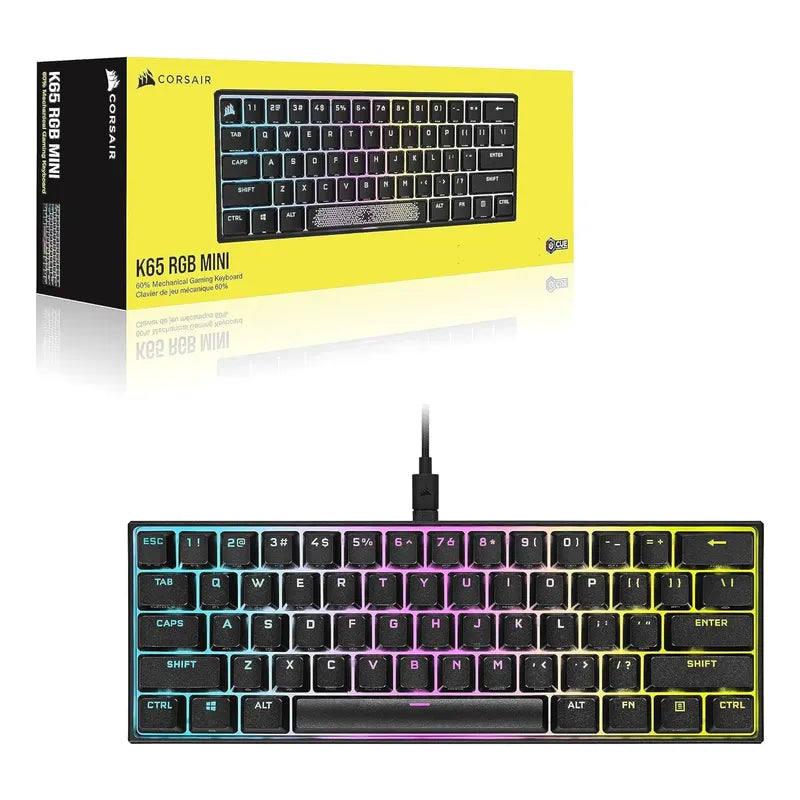 Teclado Corsair K65 Mini 60%, Mecánico Rgb Blanco Y Negro
