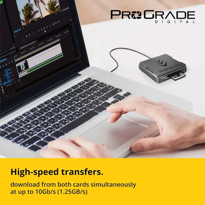 Lector De Memoria Prograde Dual Slot Cf Express Sdxc Usb 3.2 Negro