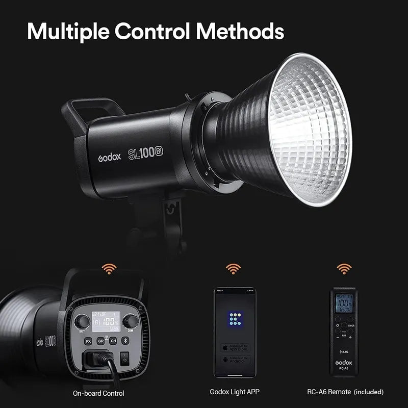 Luz De Vídeo Led Bicolor Godox Sl100bi 100w 32.100 Lux A 1 M Negro Blanco Cálido