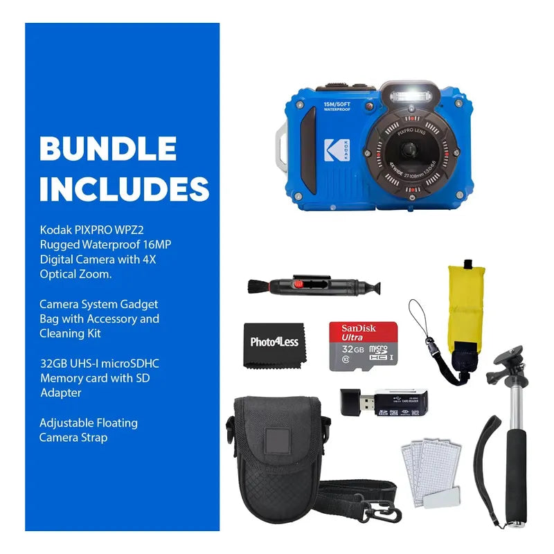 Camara Digital Kodak Pixpro Wpz2 Bundle Pack Azul