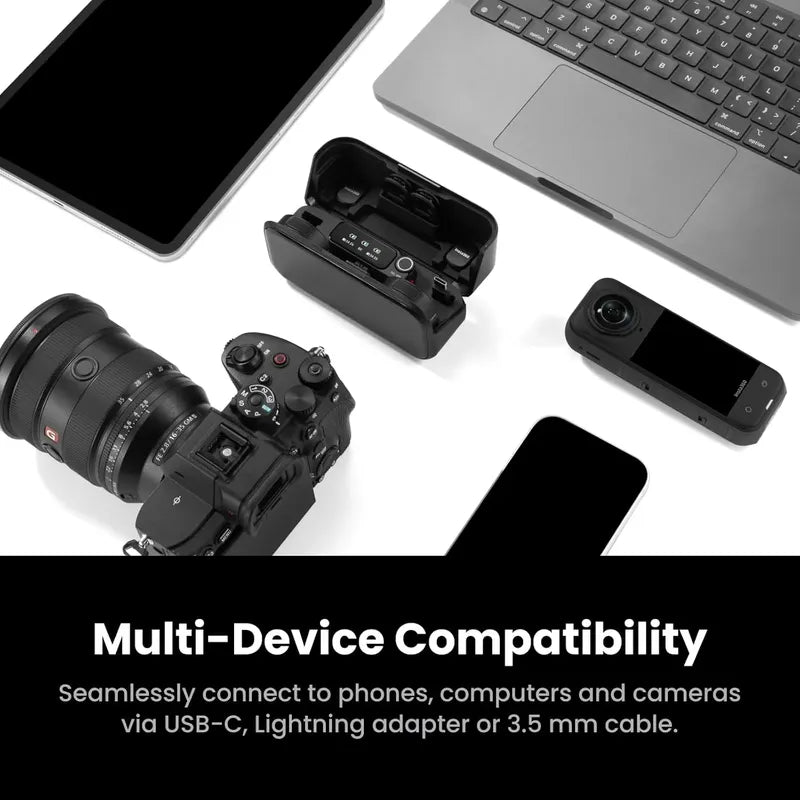 Insta360 Mic Pro (2 Tx + 1 Rx + Estuche De Carga). Negro