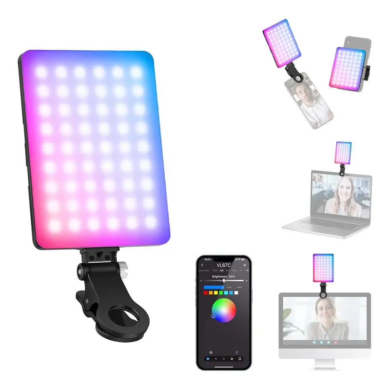 Luz Led Neewer Vl67c Selfie Celular Difusor Y Bateria Rgb Negro