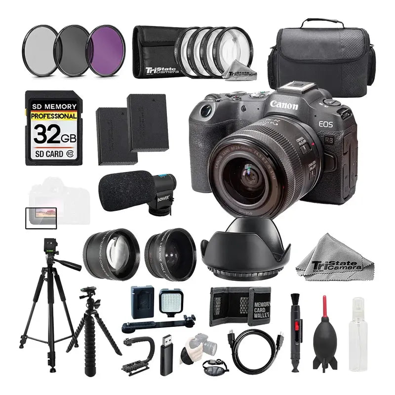 Camara Canon R8 + Rf 24-50mm Is Stm Lens Mega Kit Negro