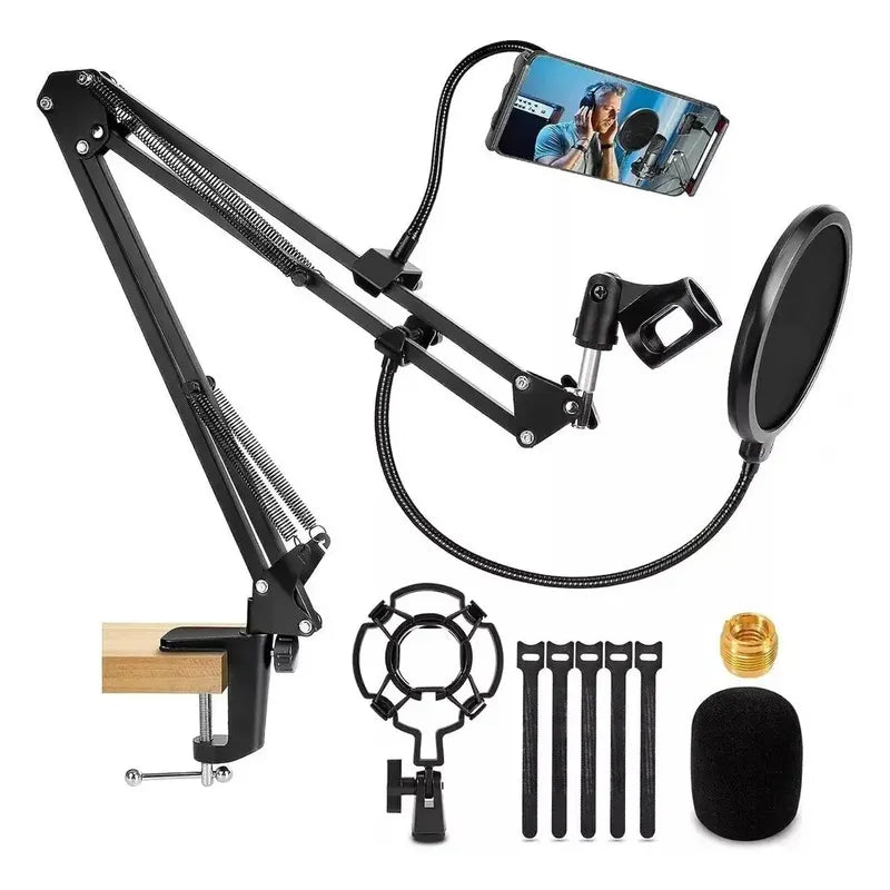 Soporte Micrófono Giratorio 360° Plegable 4 Tipos Negro