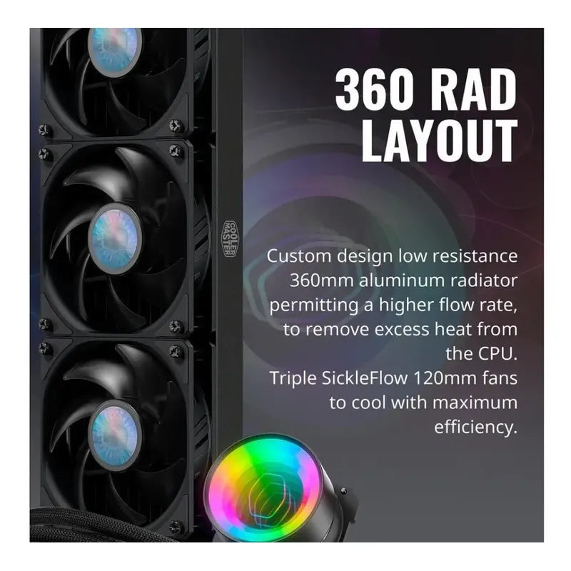 Enfriador Liquido Cpu Cooler Master Masterliquid Ml360 Mirro
