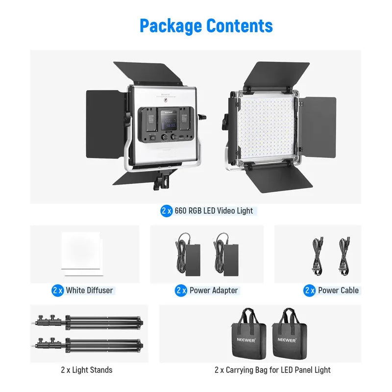 Neewer Rgb 660 Pro Kit 50w Light 360°full Color