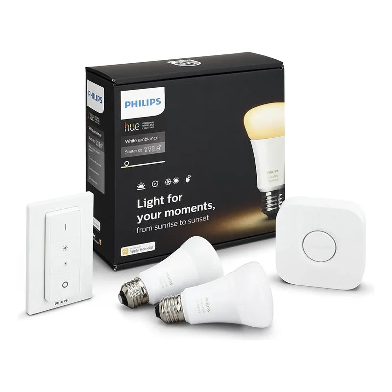 Bombillo Philips Hue A19+hue Star Kit -trabaja Alexa Y Apple Blanco Cálido