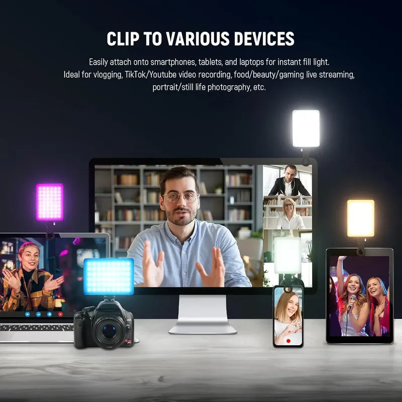 Luz Led Neewer Vl67c Selfie Celular Difusor Y Bateria Rgb Negro
