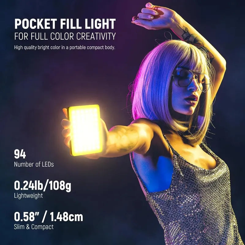 Luz Led Neewer Vl67c Selfie Celular Difusor Y Bateria Rgb Negro
