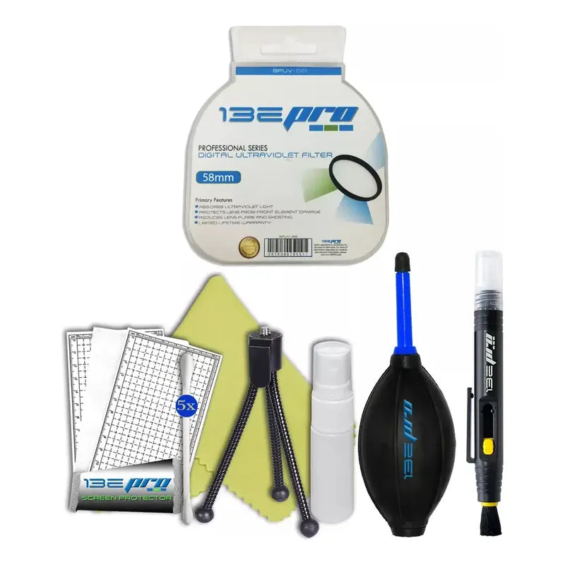 Kit De Limpieza Lentes Profesional + Filtro Uv I3epro 58 Mm