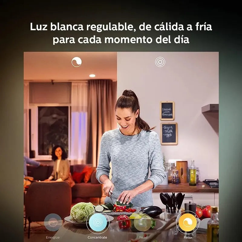 Bombillo Philips Hue A19+hue Star Kit -trabaja Alexa Y Apple Blanco Cálido