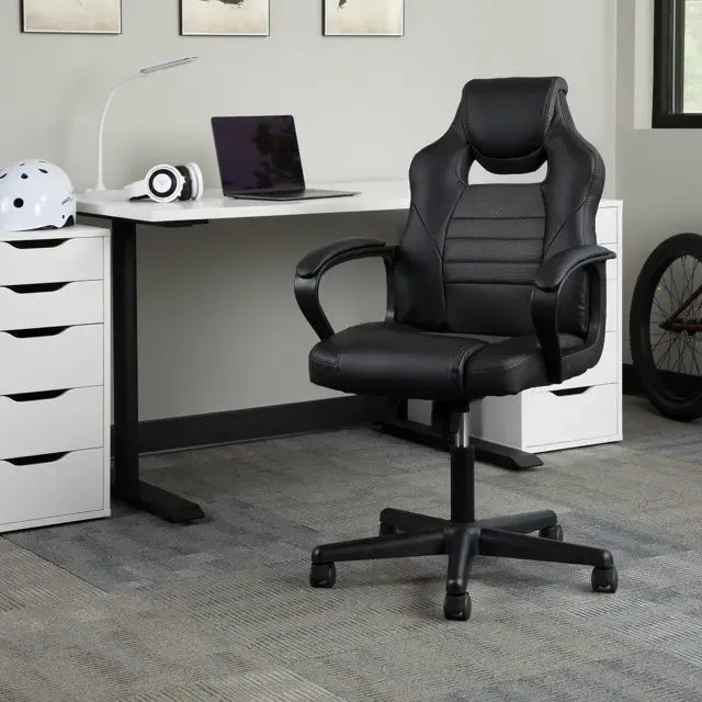 Silla Para Juegos Ofm Essentials Collection Racing Style Negro Cuero
