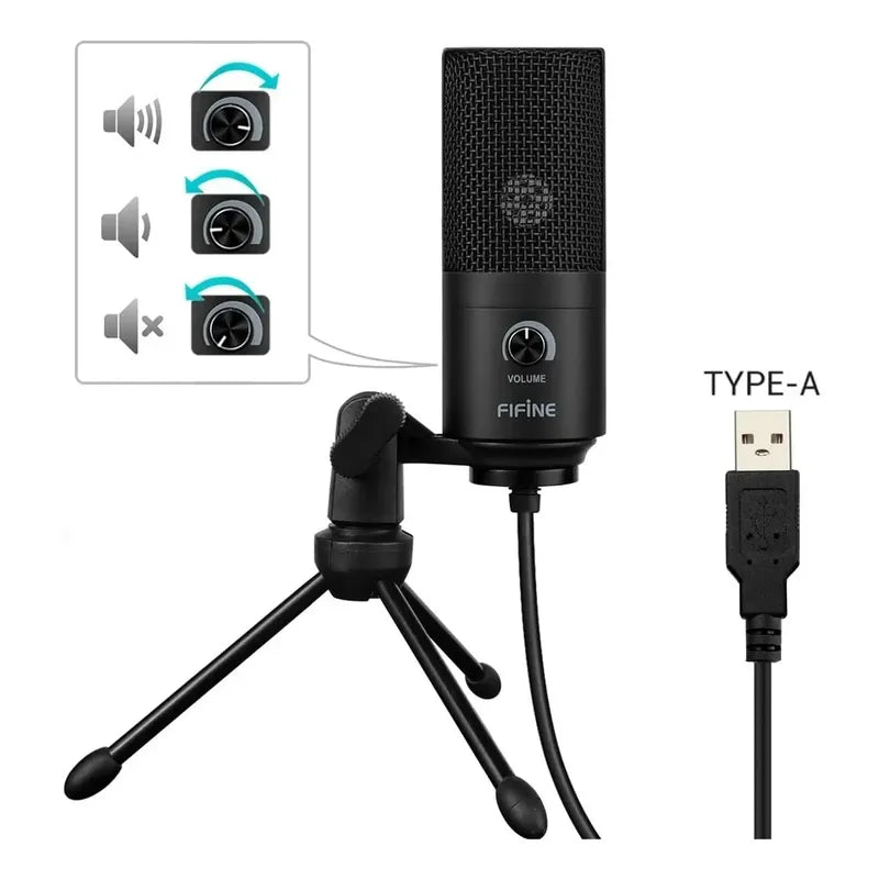 Micrófono Usb Fifine K669b Con Condensador De Metal