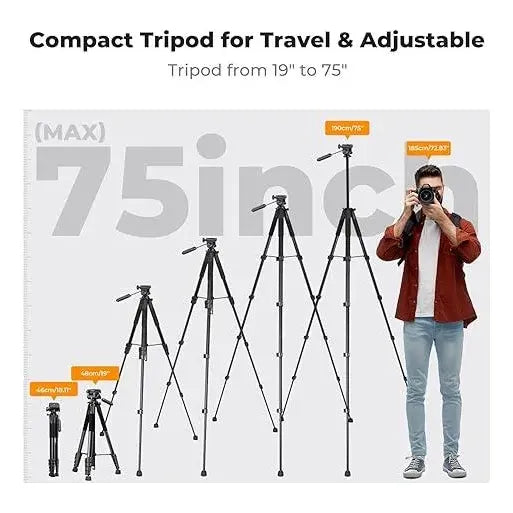 Tripode 75 K&f Concept Kf09.126 Camara Y Telefono Negro