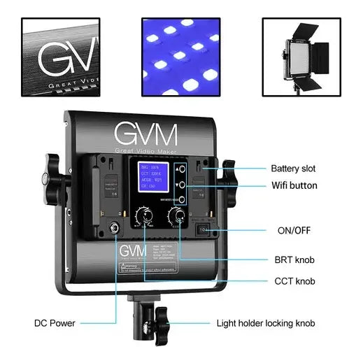 Panel De Luz Led Gvm 800d-rgb (kit De 3 Luces) Negro Rgb