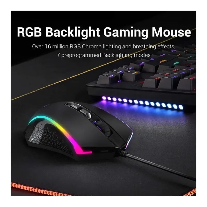 Teclado 60% Y Mouse Redragon S113 Gaming Mecanico Rgb Negro