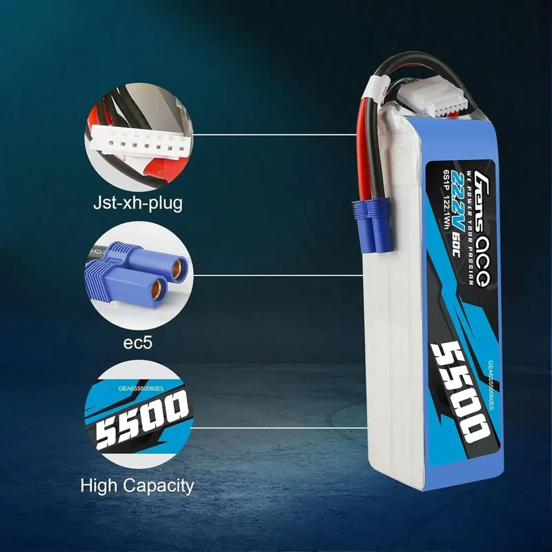 Gens Ace 6s Bateria Lipo 5500mah 22.2v 6s1p 60c Con Enchufe