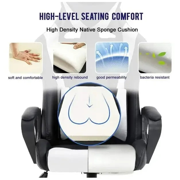 Silla Gaming Bestoffice Con Respaldo Alto Y Soporte Lumbar Negro Cuero Sintético