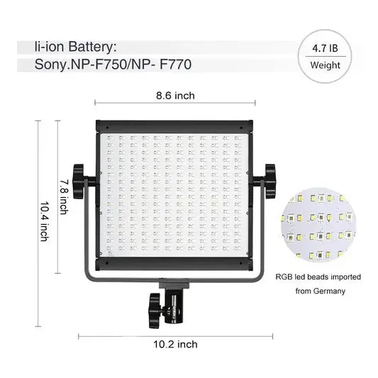 Panel De Luz Led Gvm 800d-rgb (kit De 3 Luces) Negro Rgb