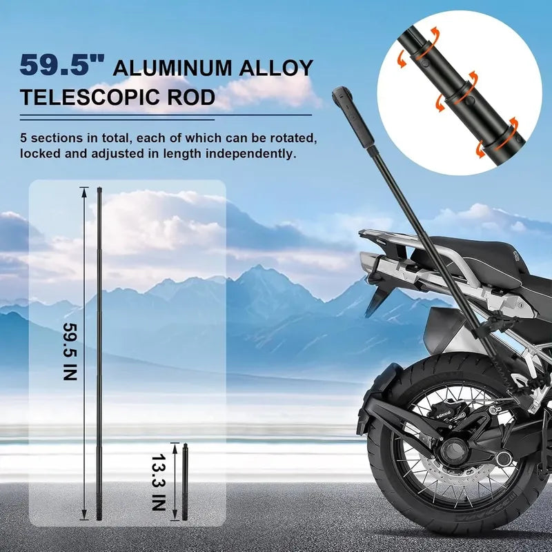 Montura De Abrazadera Manillar De Moto Para Insta360 Gopro Negro