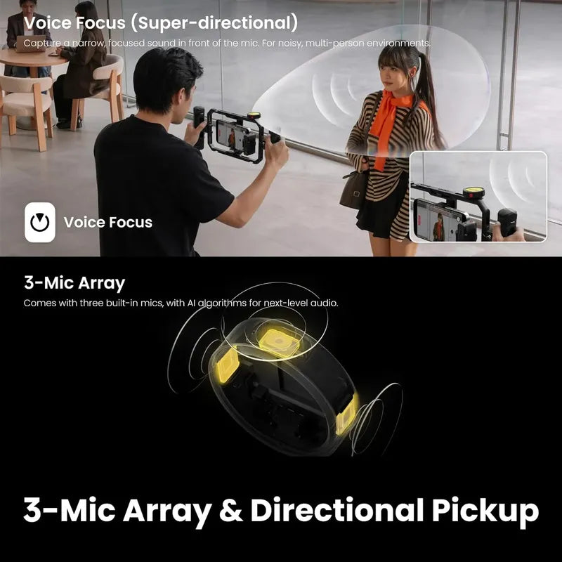 Insta360 Mic Pro (2 Tx + 1 Rx + Estuche De Carga). Negro