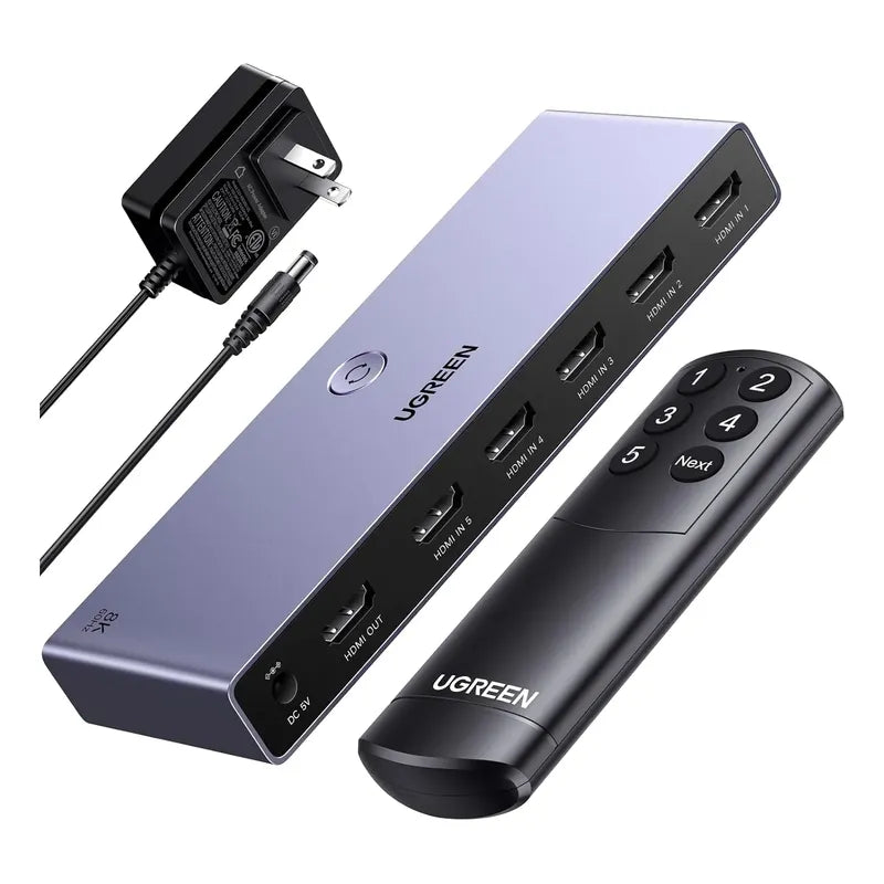 Ugreen 8k@60hz Hdmi Switch 5 En 1 Out, Hdr10+4k@240hz 40gbps