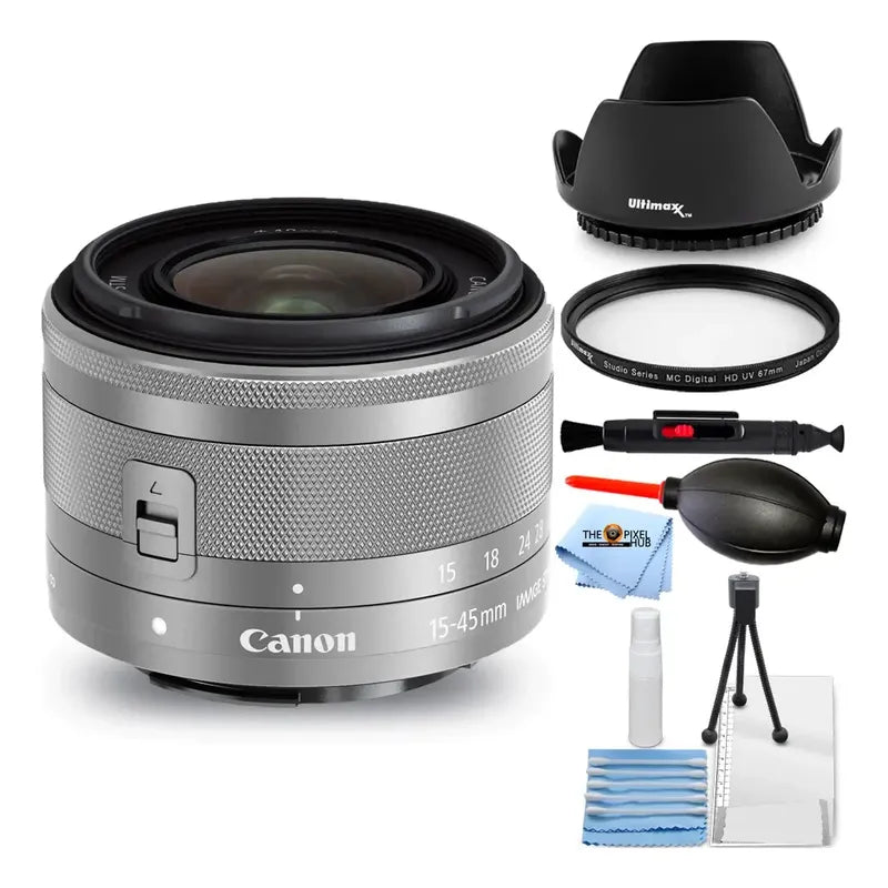 Lente Canon Ef-m 15-45 Mm F/3,5-6,3 Is Stm + Kit Limpieza Canon Ef-m Plateado