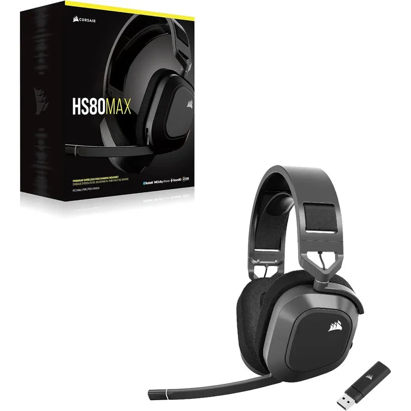 Audifonos Corsair Hs80 Max Premium Wireless Rgb Gaming Negro