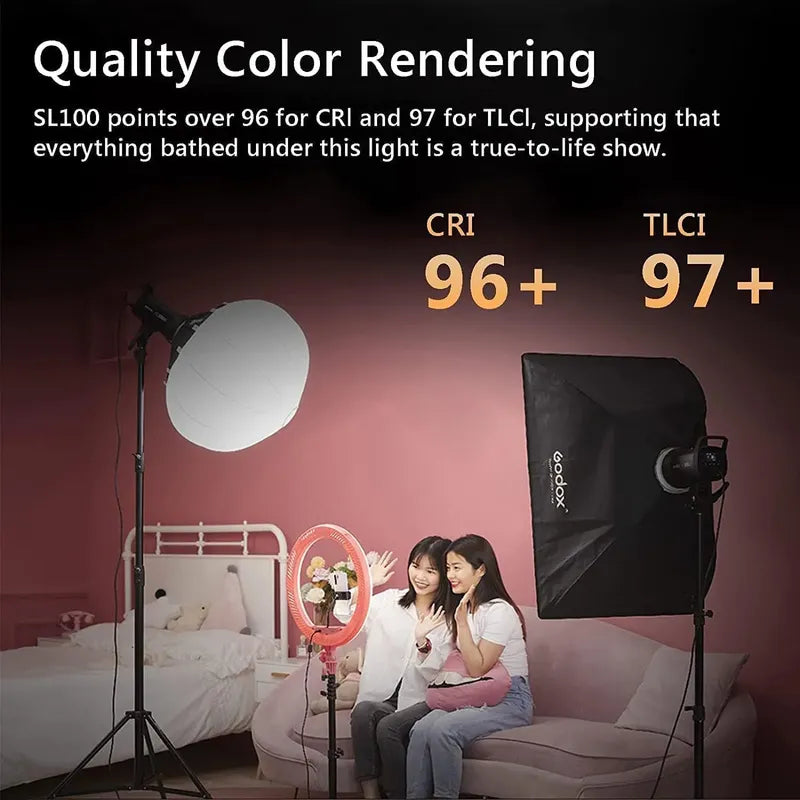 Luz De Vídeo Led Bicolor Godox Sl100bi 100w 32.100 Lux A 1 M Negro Blanco Cálido