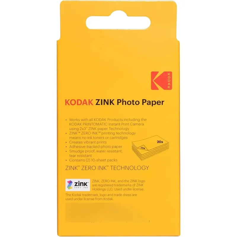Papel Fotográfico Kodak Zink Apremium De 2x3 20 Hojas