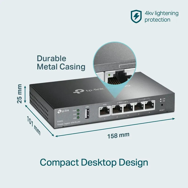 Tp-link Router Gigabit Vpn Con Cable Multi-wan R605