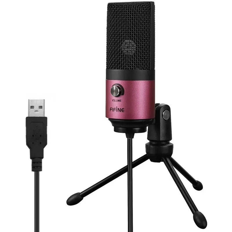Micrófono Usb Fifine K669 Con Condensador De Metal Rojo/rosa