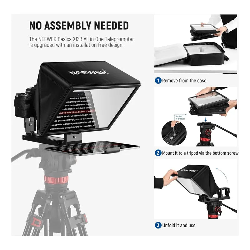 Neewer Basics X12b Teleprompter Aleación De Aluminio 12