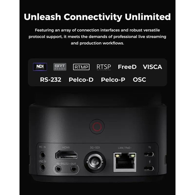 Cámara Obsbot Tail 2 Ptzr Ndi 4k A 60 Fps Seguimiento Pro Ai Negro
