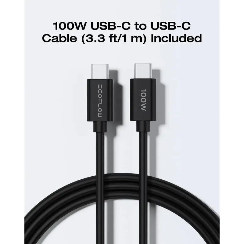 Cargador Ecoflow Rapid De 65w + Cable Usb-c 100w Gris