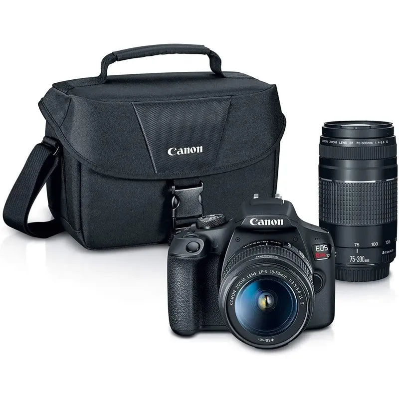 Canon Eos Rebel T7 Premium Kit 2 Lente Ef18-55mm+ef 75-300mm Negro