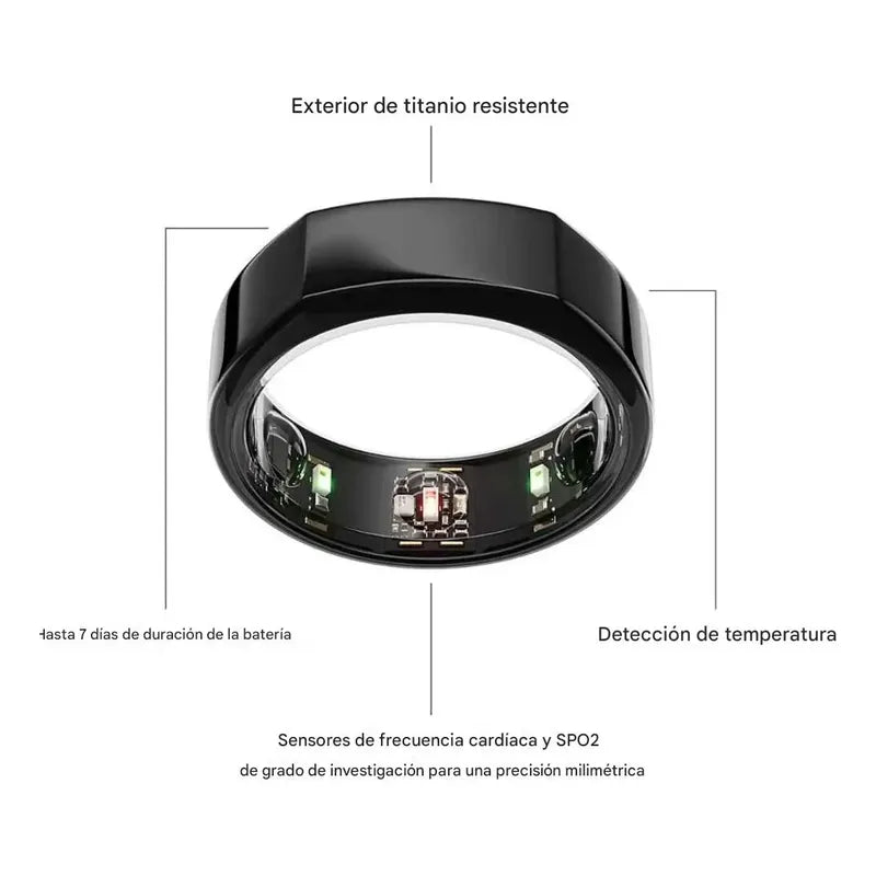 Oura Ring Gen 3 Talla 8 Heritage Anillo Inteligente Negro 8