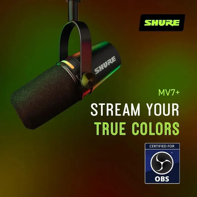 Micrófono Shure Mv7+ Dinámico Podcast Xlr/usb C/bcv