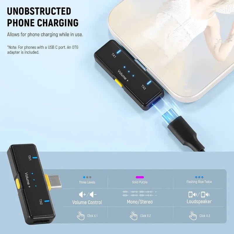 Microfono Neewer Km23 Max Duo Wireless Usb C / Lightning Negro