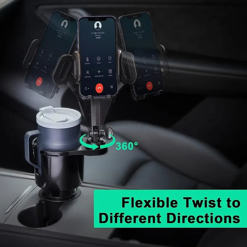 Portavasos Para Coche Soporte Ajustable Teléfono 2 En 1 Negro