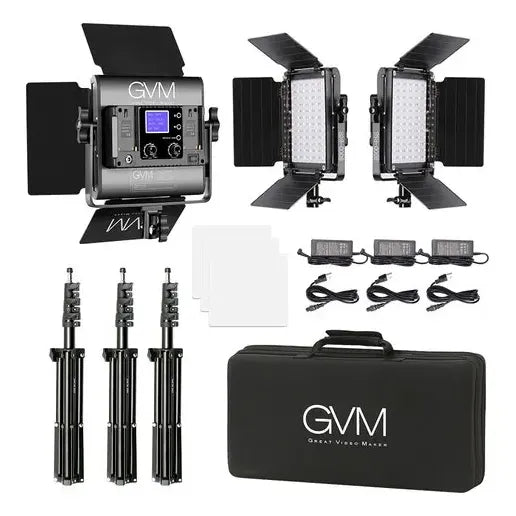Panel De Luz Led Gvm 800d-rgb (kit De 3 Luces) Negro Rgb