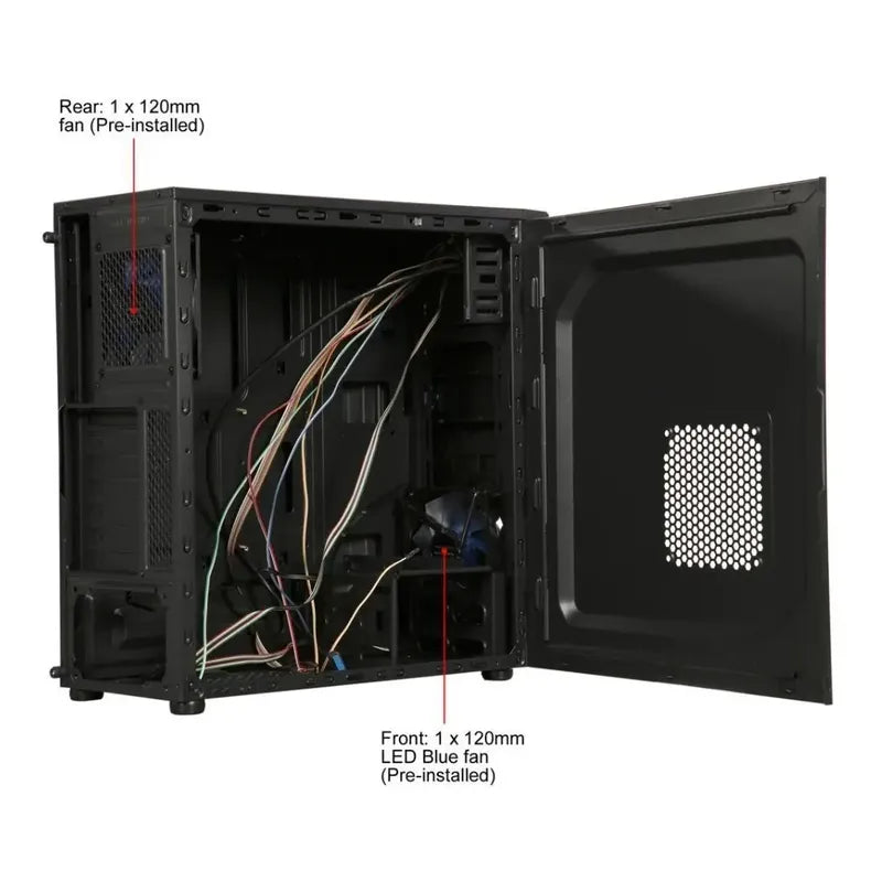 Chasis Case Diypc Solo-t2-r Black Usb 3.0 Atx Mid Tower 2fan