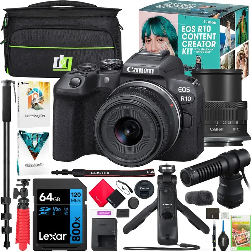 Camara Canon Eos R10+ Lente Rf-s 18-45mm Is Stm 4k Creator Negro