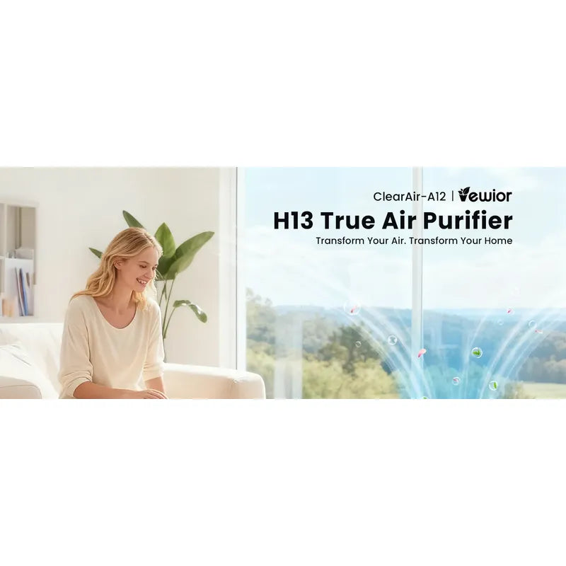 Purificador D Aire Vewior Pack De 2, Filtro Lavable H13 Hepa Blanco